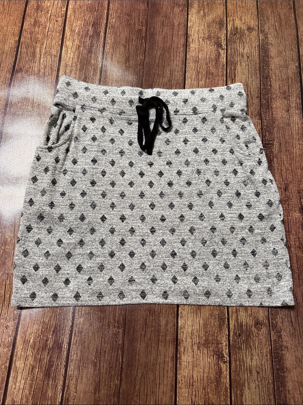 MARKET & SPRUCE Casual Gray/black Knit Drawstring Skirt